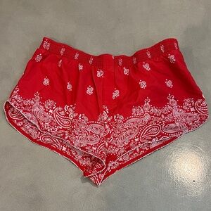 Anthropologie Red Paisley Lounge Shorts